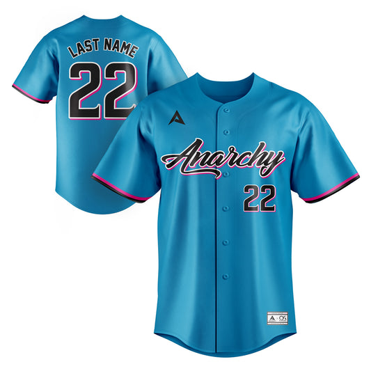 Anarchy Short Sleeve Full Button Jersey (Customized Buy-In) - Blue