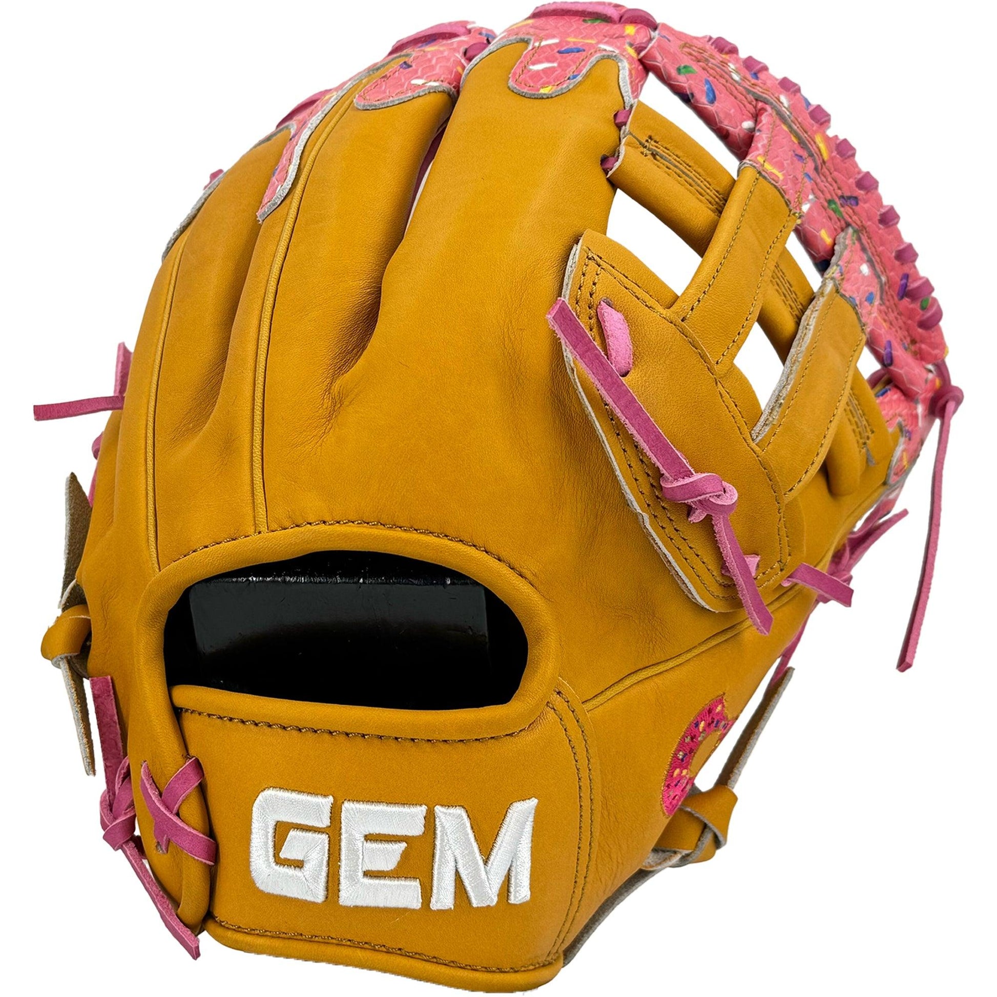 Gem Gloves Baseball Fielding Glove - GEM049 Donut Drip – Product View | Smash It Sports | leather, kip, pro