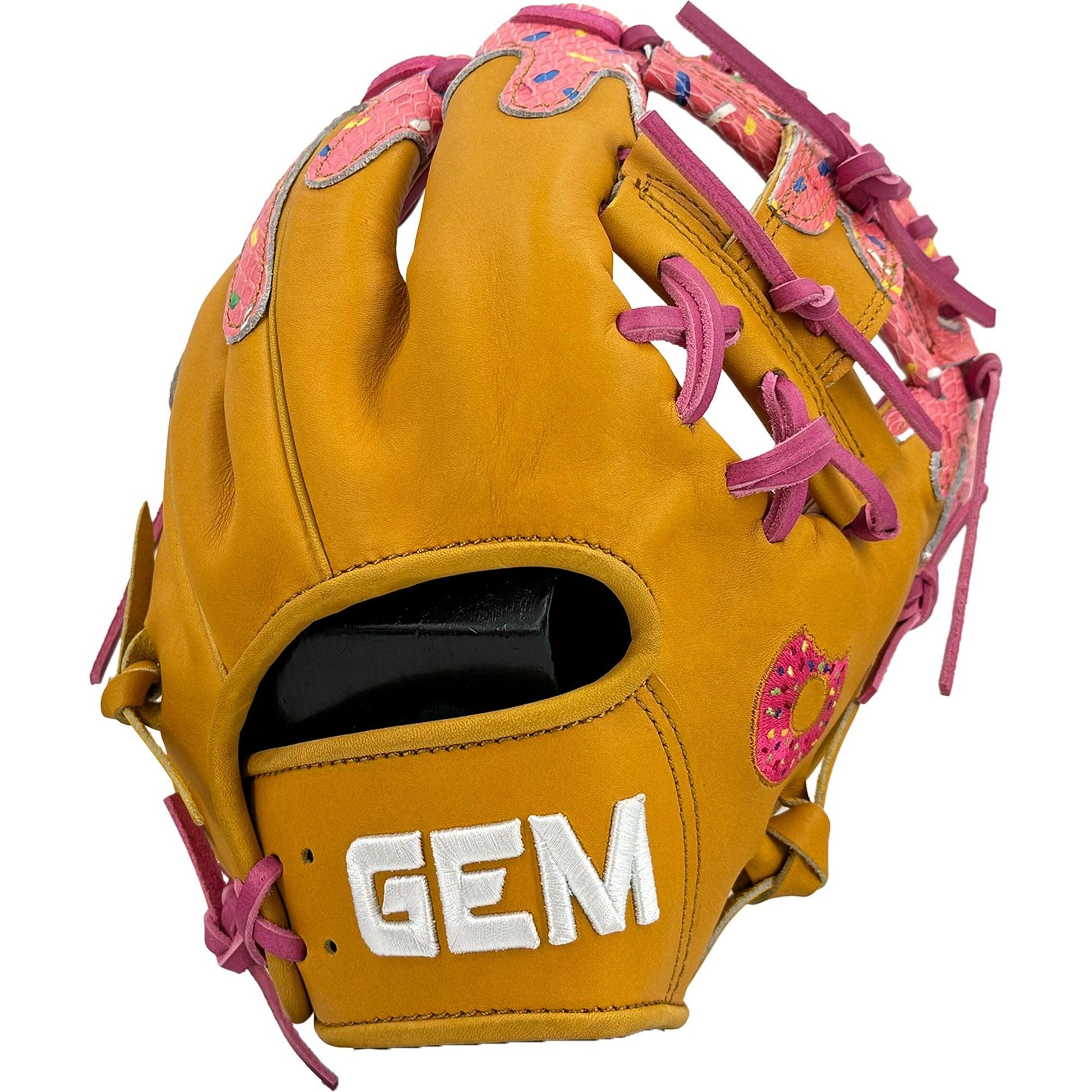 Gem Gloves Baseball Fielding Glove - GEM049 Donut Drip – Product View | Smash It Sports | leather, kip, pro