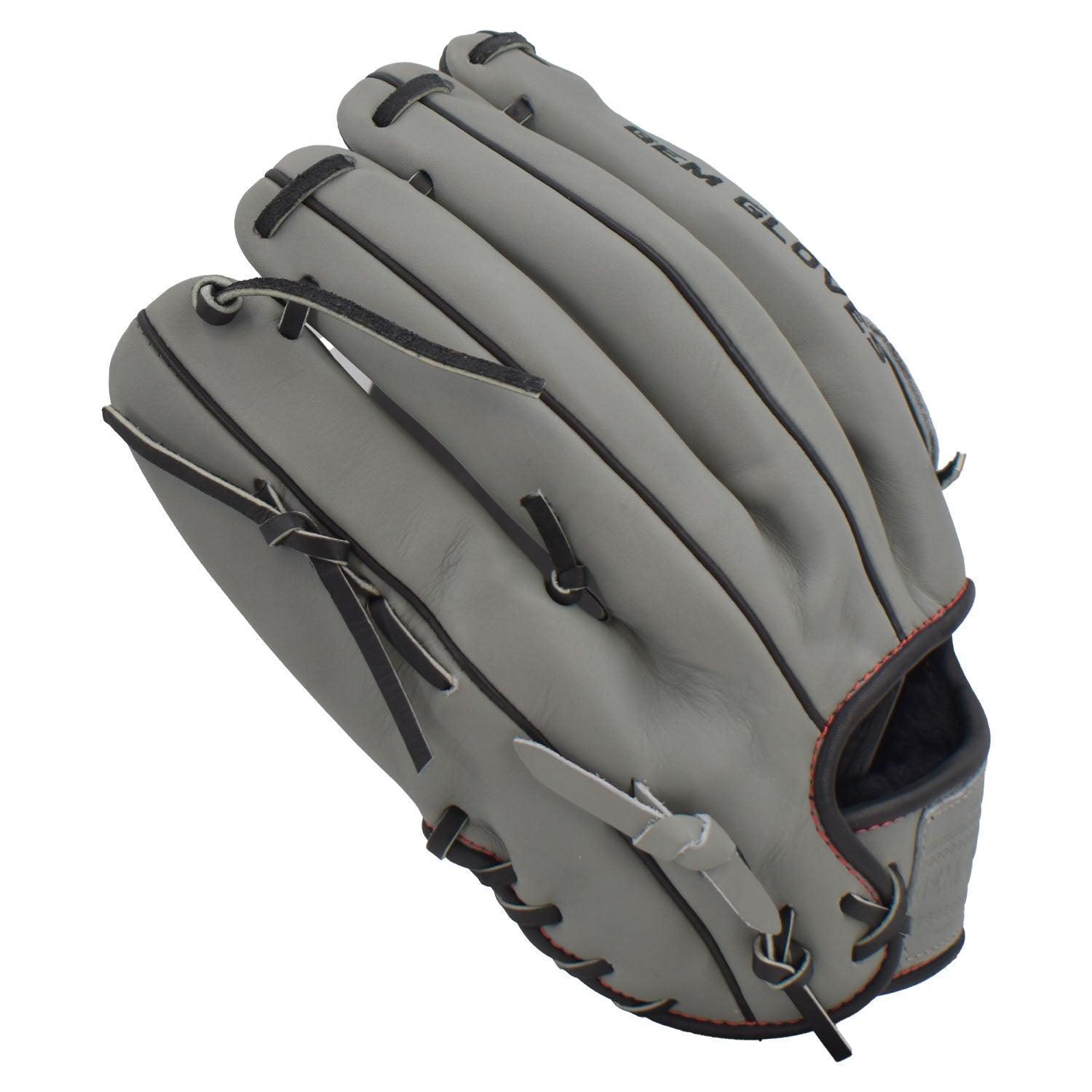Gem Gloves Softball Fielding Glove - GEM009 Charcoal/Black/Red – Product View | Smash It Sports | leather, kip, pro