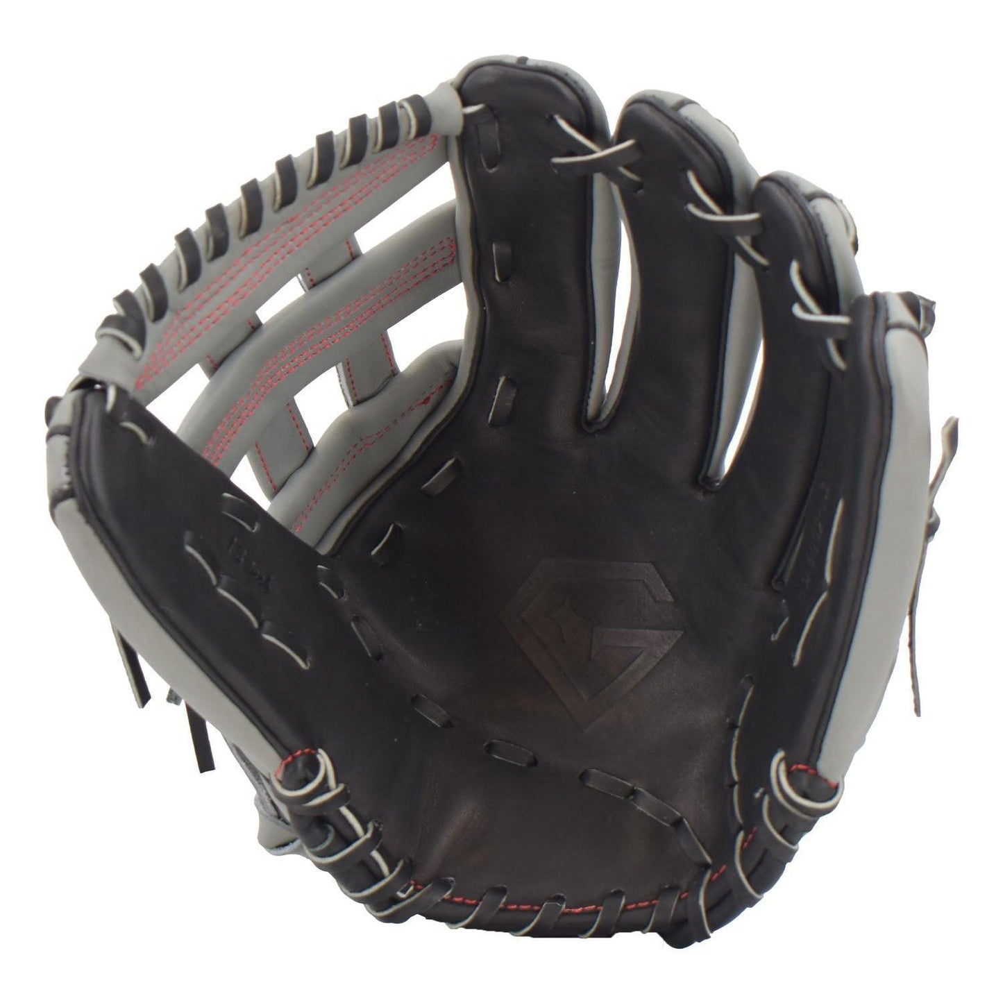 Gem Gloves Softball Fielding Glove - GEM009 Charcoal/Black/Red – Product View | Smash It Sports | leather, kip, pro