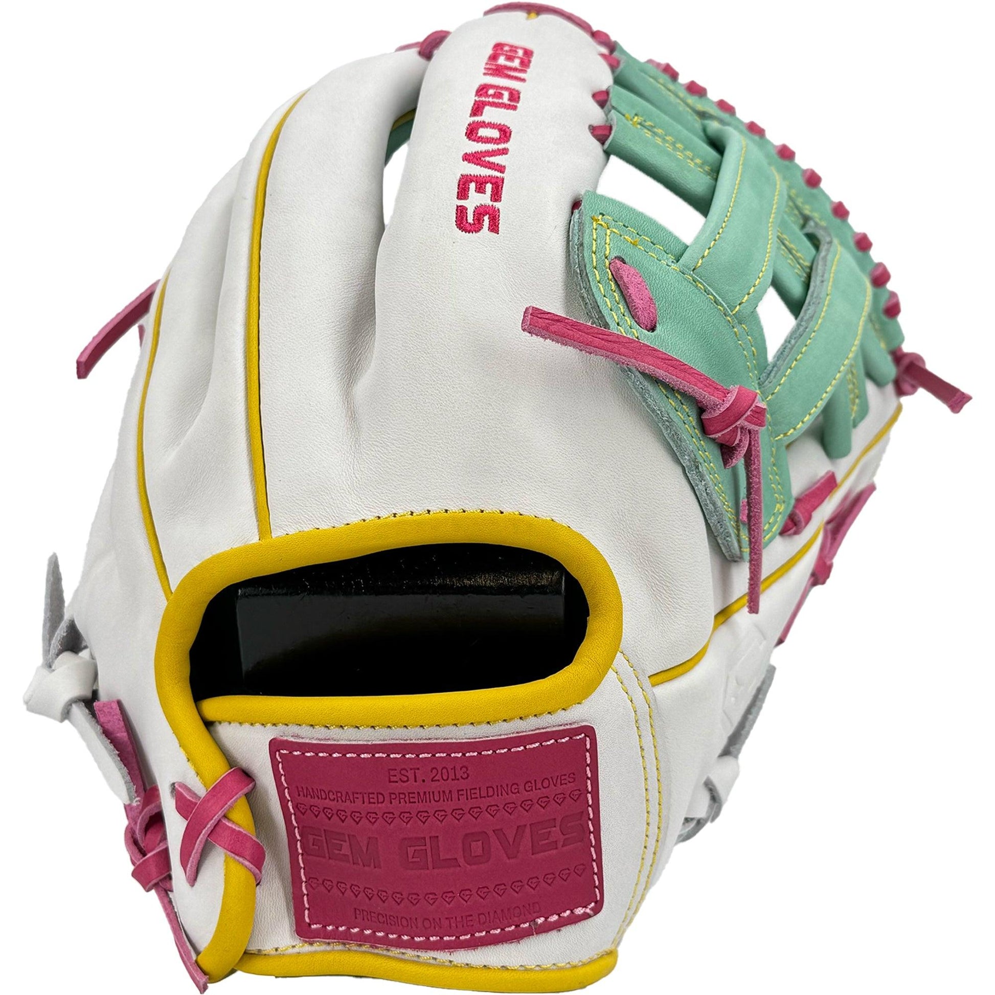 Gem Gloves Softball Fielding Glove - GEM052 West Coast Drip – Product View | Smash It Sports | leather, kip, pro