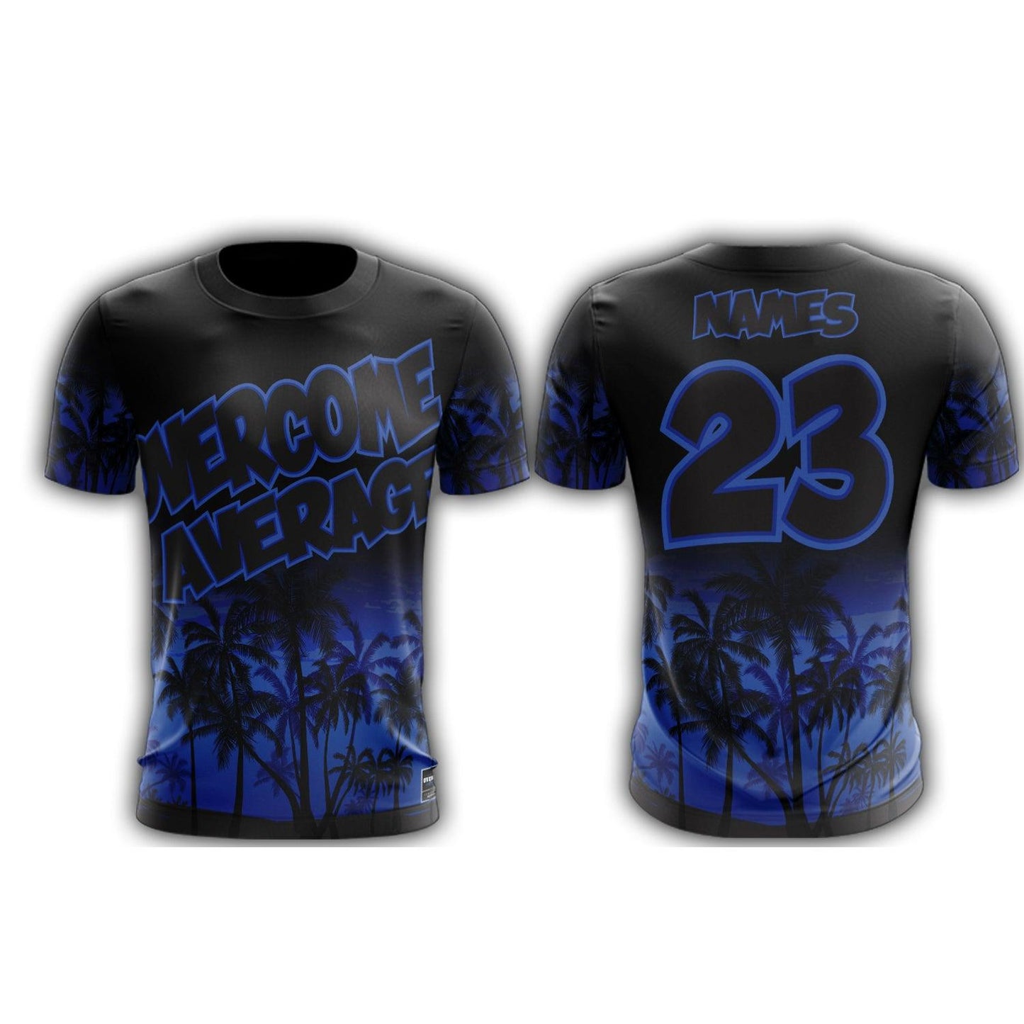 Overcome Average Palm Trees Short Sleeve Shirt - Black/Blue (Customized Buy-In) - Smash It Sports